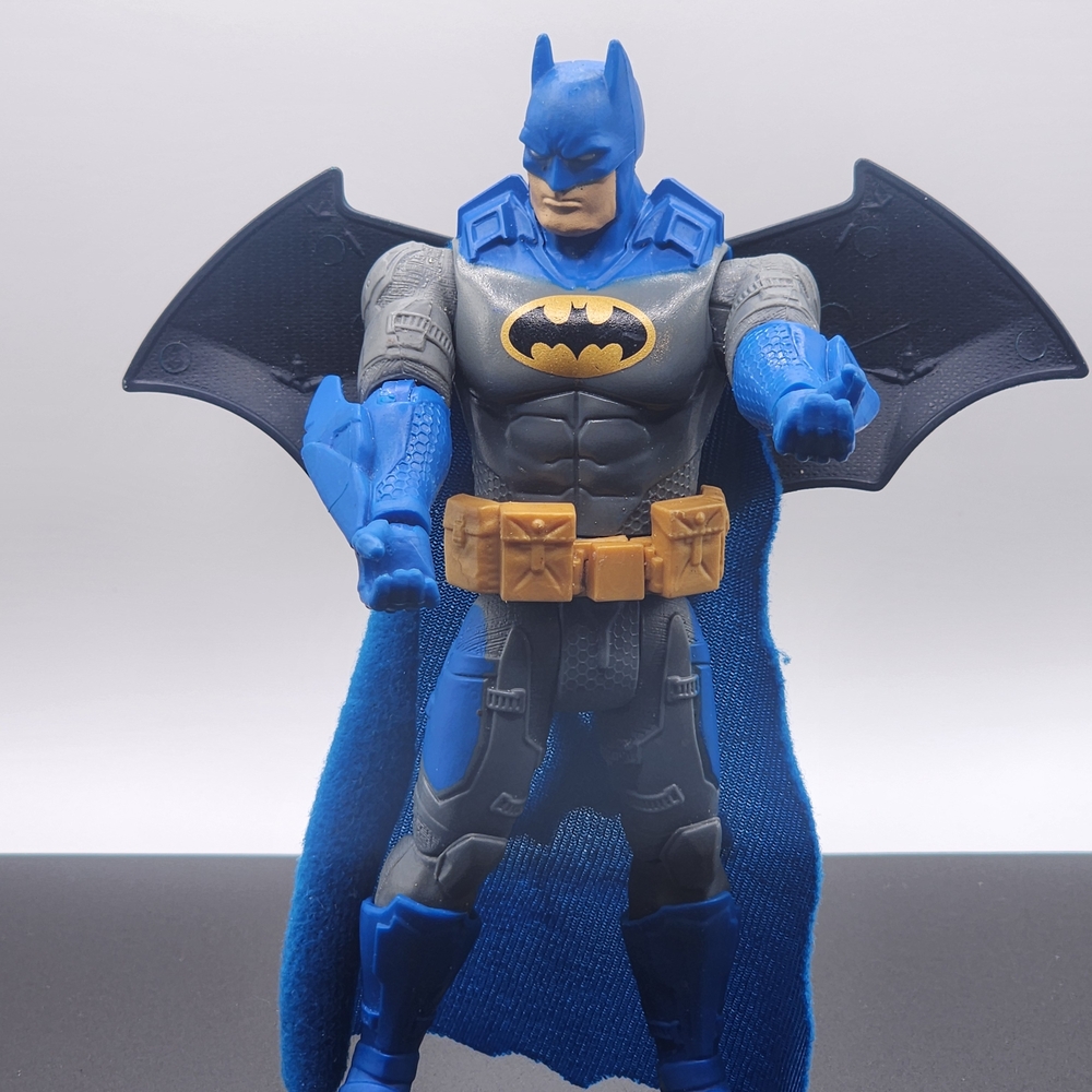Mattel Batman Action Figure with Blue, Black, and Gold Suit